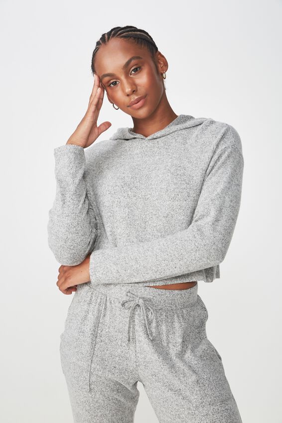 So Soft Crop Hoodie, GREY MARLE