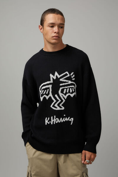 Keith Haring Knit Jumper, LCN KEI BLACK/KEITH HARING BAT DOG