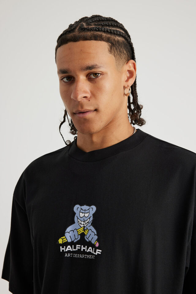 Half Half Box Fit Graphic T Shirt, HH BLACK/HALF HALF HALF HALF ART DEPT