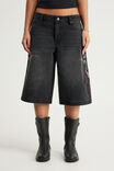 Mega Baggy Jort, BLACK/YOU RE MY BUTTERFLY - example image 3