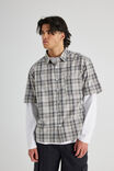 Short Sleeve Shirt, TAUPE/BLACK CHECK - alternate image 2