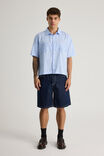 Open Gallery Boxy Cropped Short Sleeve Shirt, OG BLUE STRIPE / RAW APPLIQUE - alternate image 2