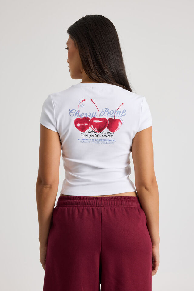 Fitted Graphic Tee, WHITE/CHERRY BOMB