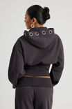 Notion Corset Zip Through Hoodie, NTN WASHED BLACK/EYELET - alternate image 3
