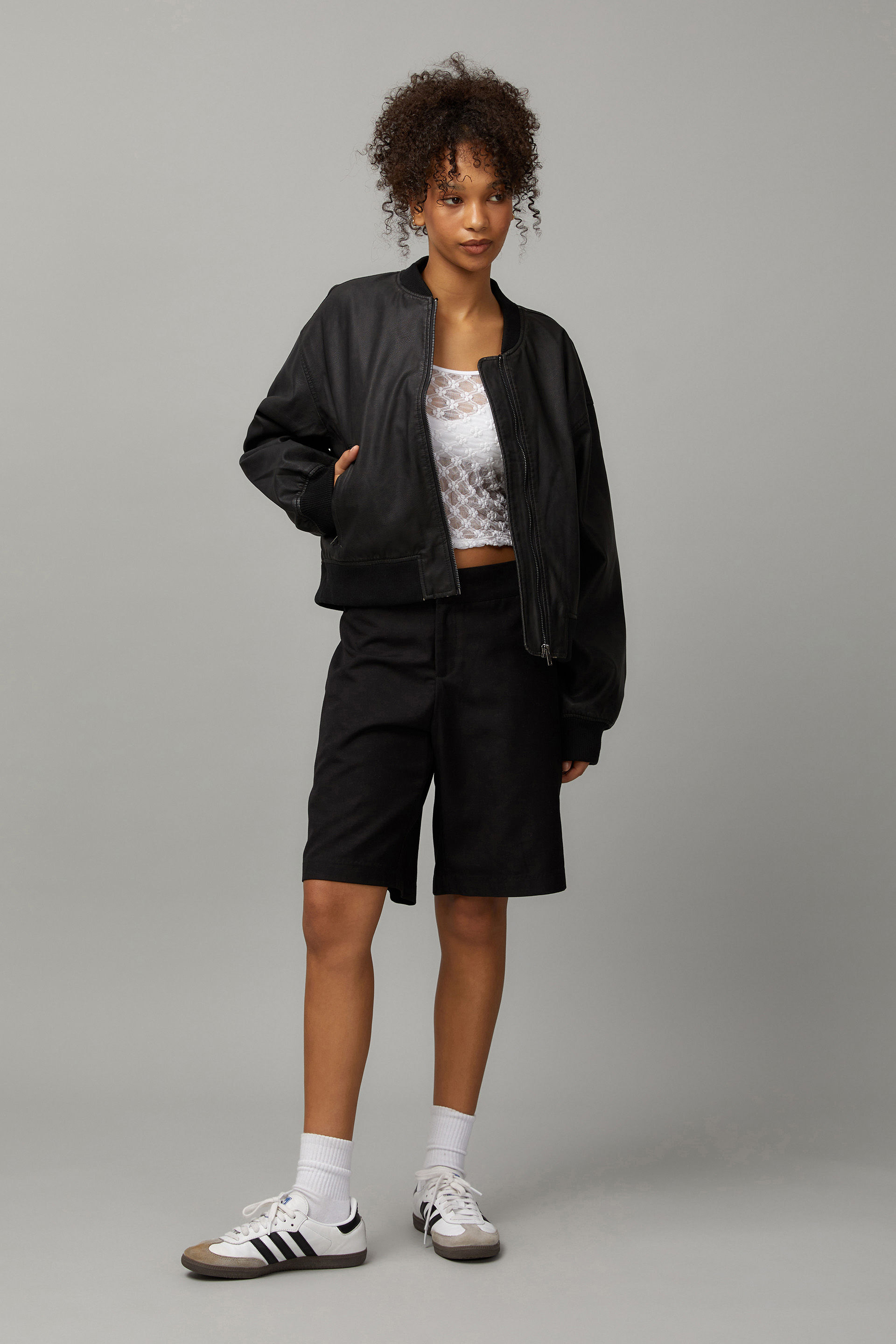 Shorts and bomber jacket hotsell