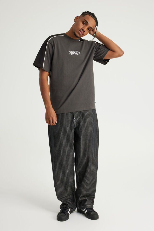 Half Half Panelled Tee, HH SLATE/BLACK PANELLED PILL
