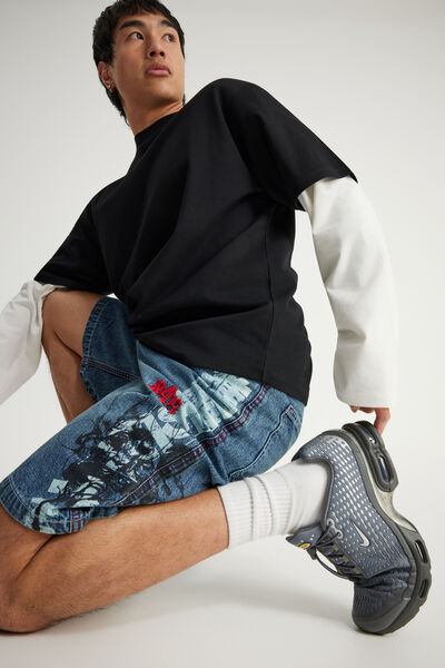 Notion X Lcn Baggy Denim Short, LCN ATTACK ON TITAN/VOLTAGE BLUE