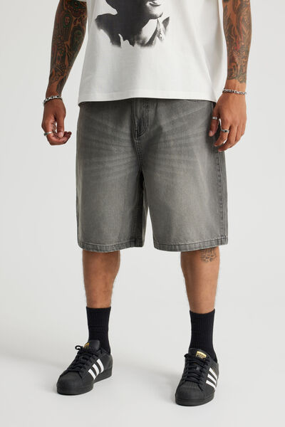 Open Gallery Baggy Denim Short, SMOKEY GREY