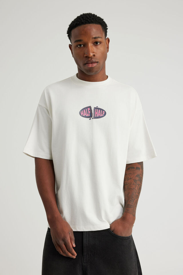 Half Half Heavyweight Box Fit Graphic Tshirt, HH CLOUD/CRACKED