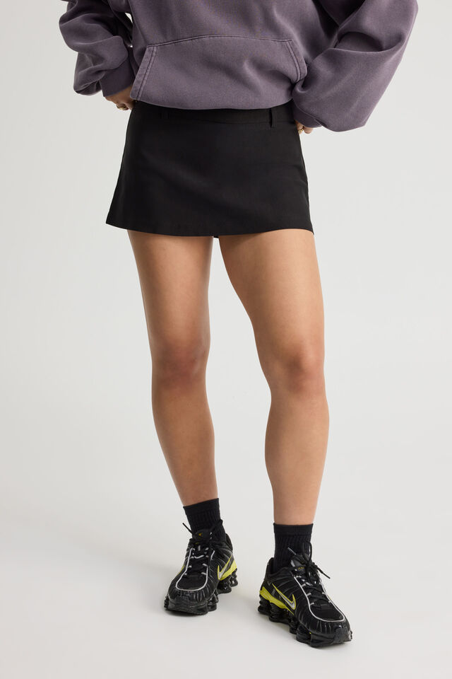 Tailored Mini Skort, BLACK