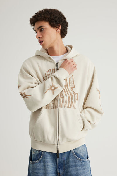 Notion Zip Thru Hoodie, NTN WASHED PEBBLE/OVERRIDE