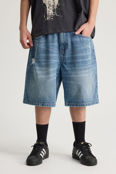 Half Half Classico Denim Short, DISTRESSED CLASSIC INDIGO