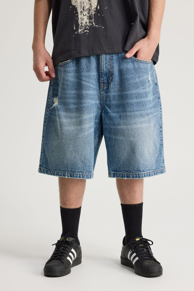 Half Half Classico Denim Short, DISTRESSED CLASSIC INDIGO