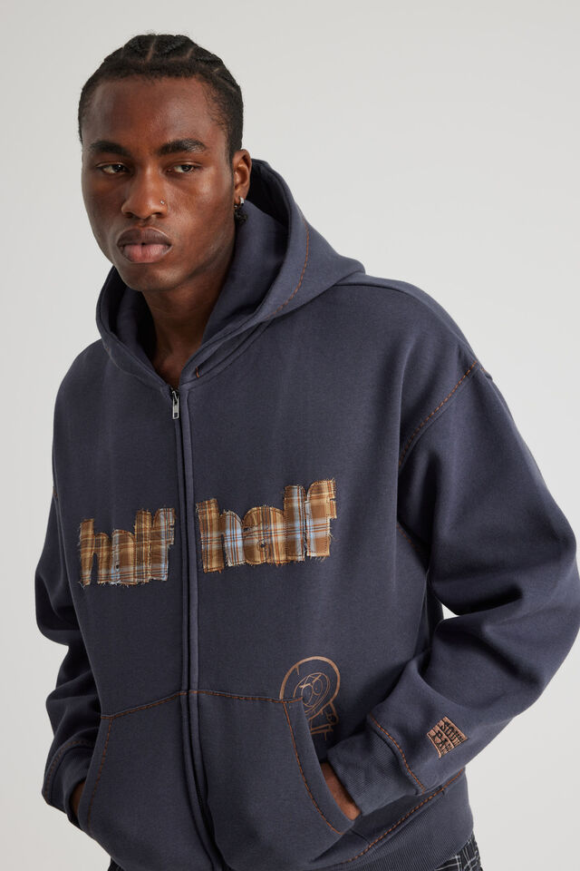 South Park X Half Half Zip Thru Hoodie, LCN SOU SEAL/KENNY