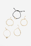 Summer Bracelet Pack, GOLD W BLK CORD AND PEARLS - example image 1