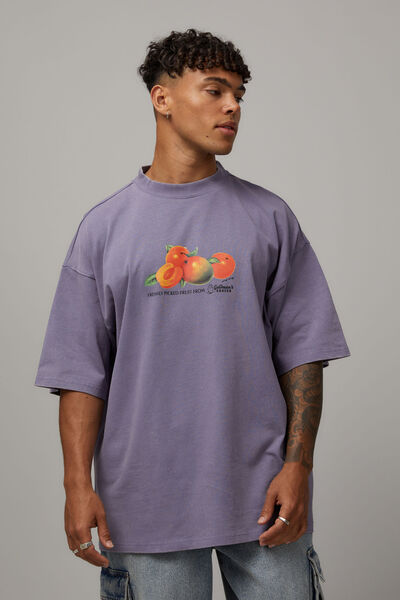 Heavy Weight Box Fit Graphic Tshirt, WASHED LAVENDAR/FRUIT