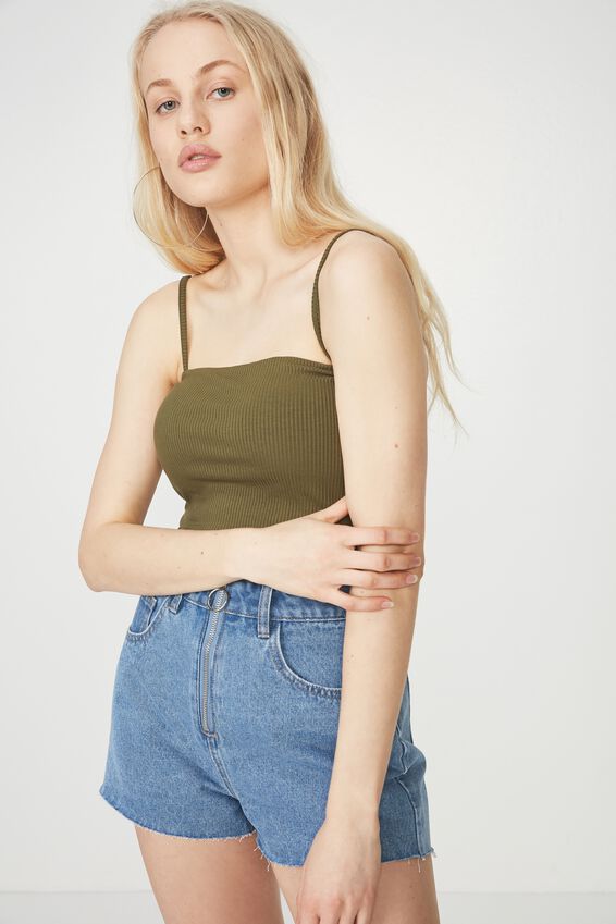 Ribbing Cami, WINTER MOSS