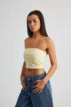 Crop Jersey Bandeau, YELLOW - alternate image 1