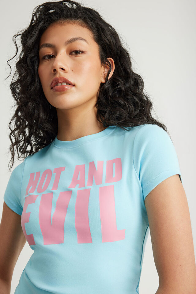 Fitted Graphic Tee, LAGUNA BLUE/HOT & EVIL