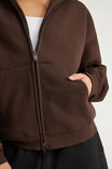Authentics Boxy Zip Thru Hoodie, WALNUT - example image 4