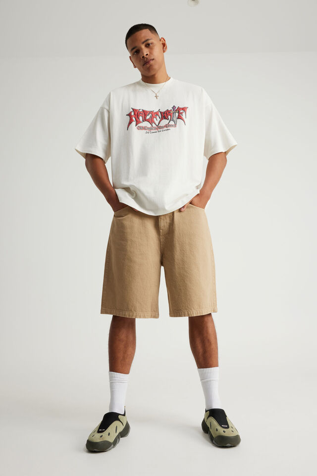 Open Gallery Baggy Denim Short, WASHED SAND