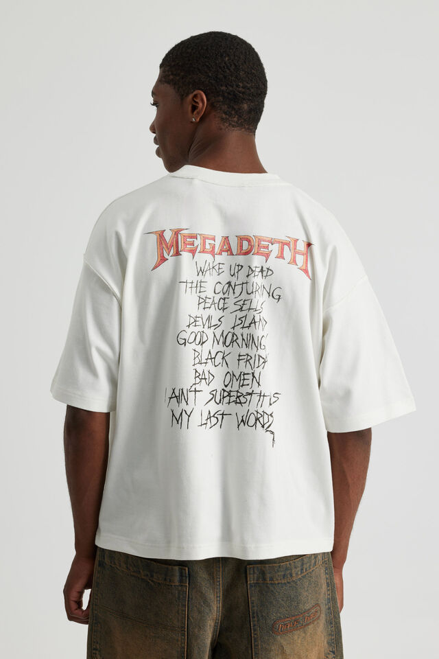 Boxy Cropped Music T Shirt, LCN MAN CLOUD/MEGADETH PEACE SELLS