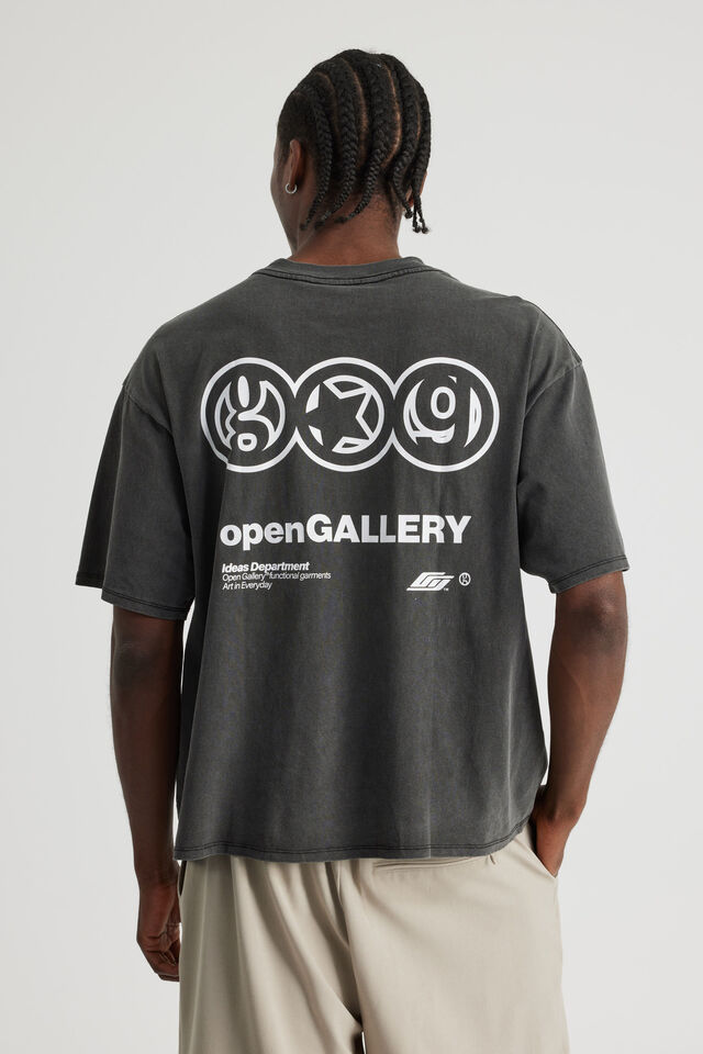 Open Gallery Box Fit Tshirt, OG WASHED BLACK/IDEAS DEPT