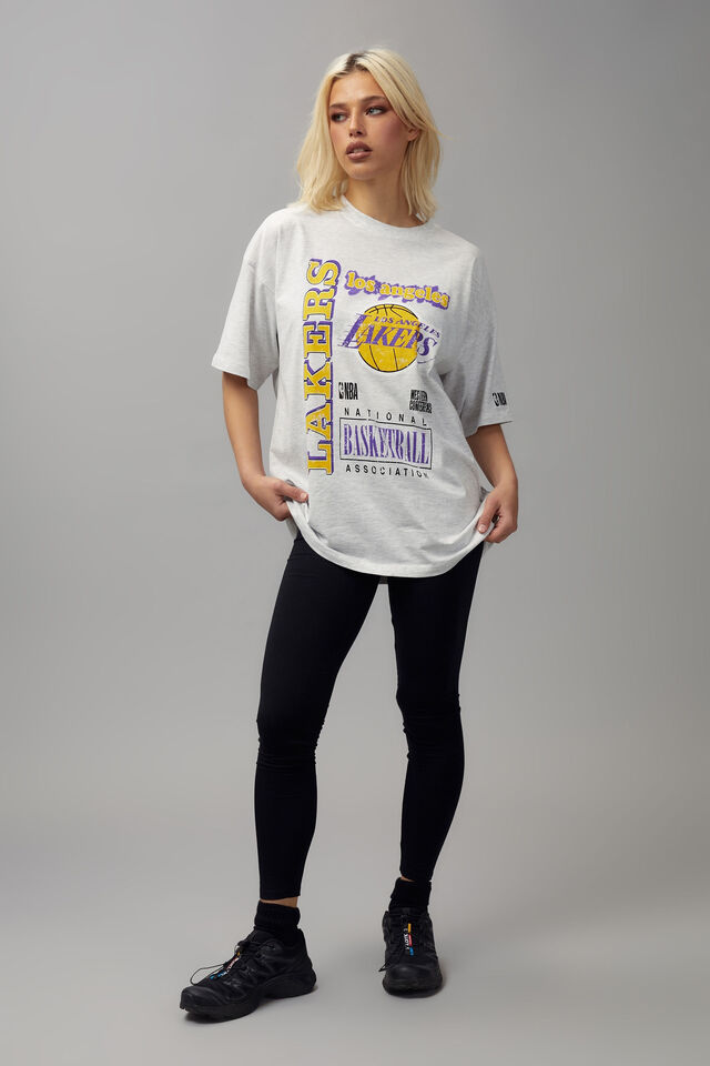 Nba Oversized Graphic Tee, LCN NBA LOS ANGELES LAKERS/SILVER MARLE