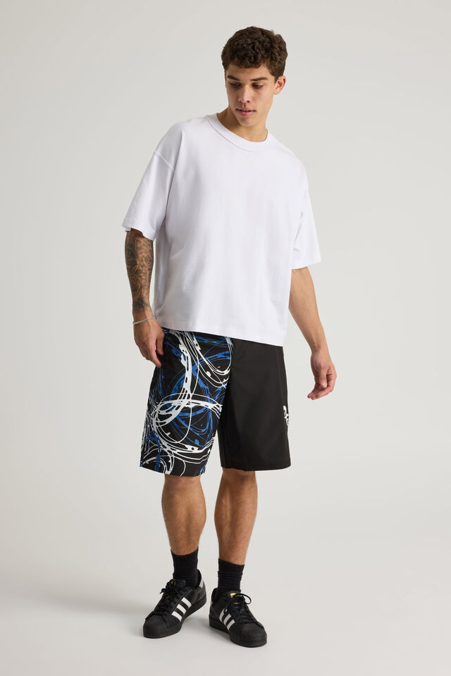 Half Half Classic Boardshort, BLACK/ZEITGEIST SCRIBBLE