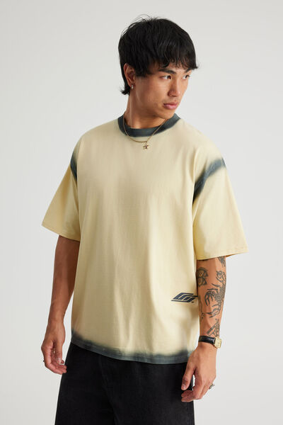 Open Gallery Box Fit Tshirt, OG DAFFODIL/OUTLINE SPRAY