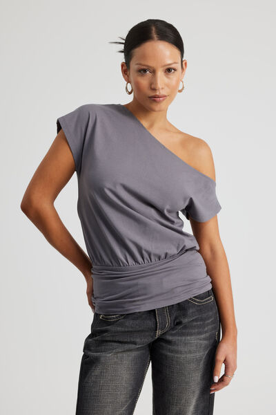 Batwing Longline Top, ASH GREY