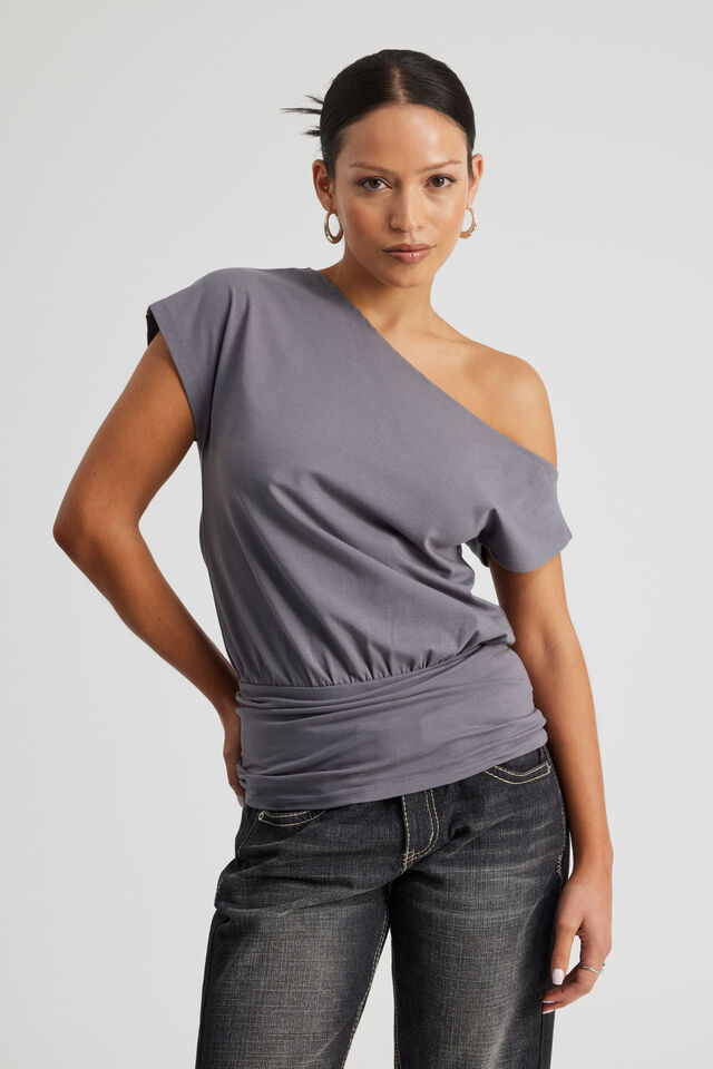 Batwing Longline Top, ASH GREY