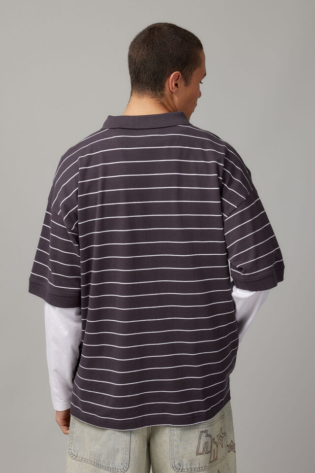 Oversized Polo, SLATE STRIPE