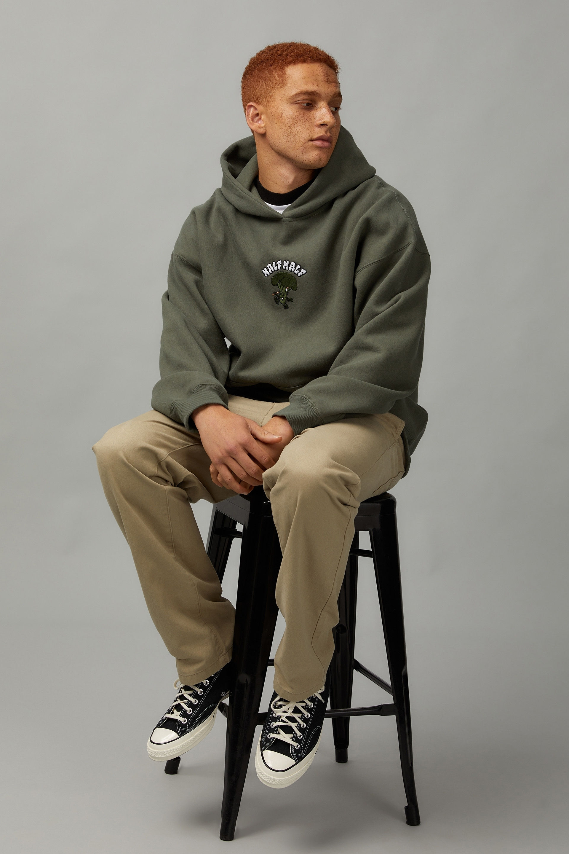 Half Half Baggy Graphic Hoodie