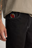 Half Half Painter Baggy Denim Short, JET BLACK CONTRAST STITCH - alternate image 2