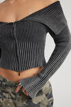 Knit Off Shoulder Long Sleeve, WASHED BLACK - alternate image 4