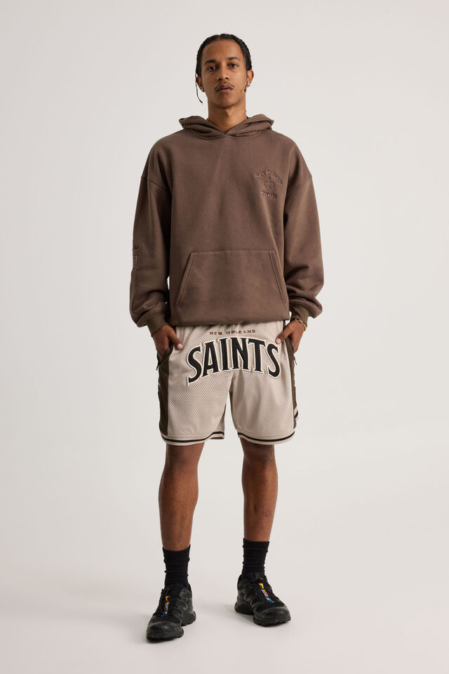 Nfl Basketball Short, LCN NFL BEIGE CEDAR/SAINTS PANELLED