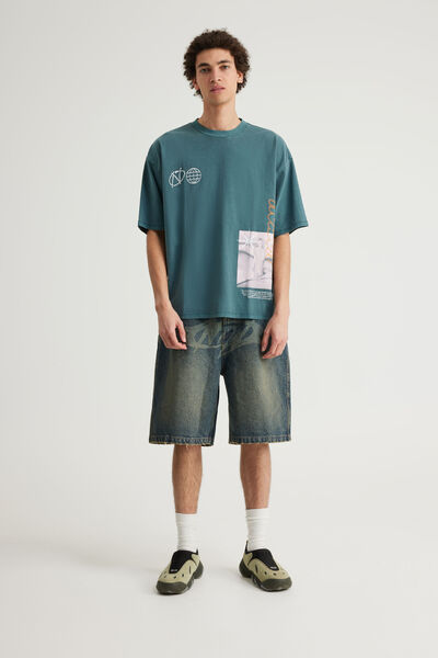 Notion Relaxed Baggy Denim Short, GOLD RUSH INDIGO