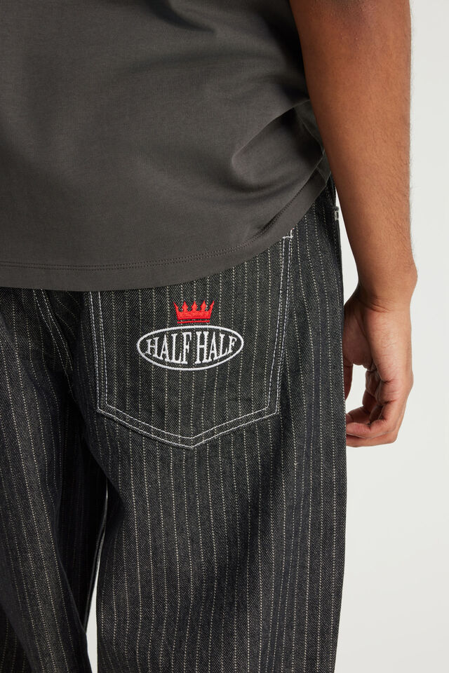 Half Half Classico Baggy Jean, BLACK PINSTRIPE