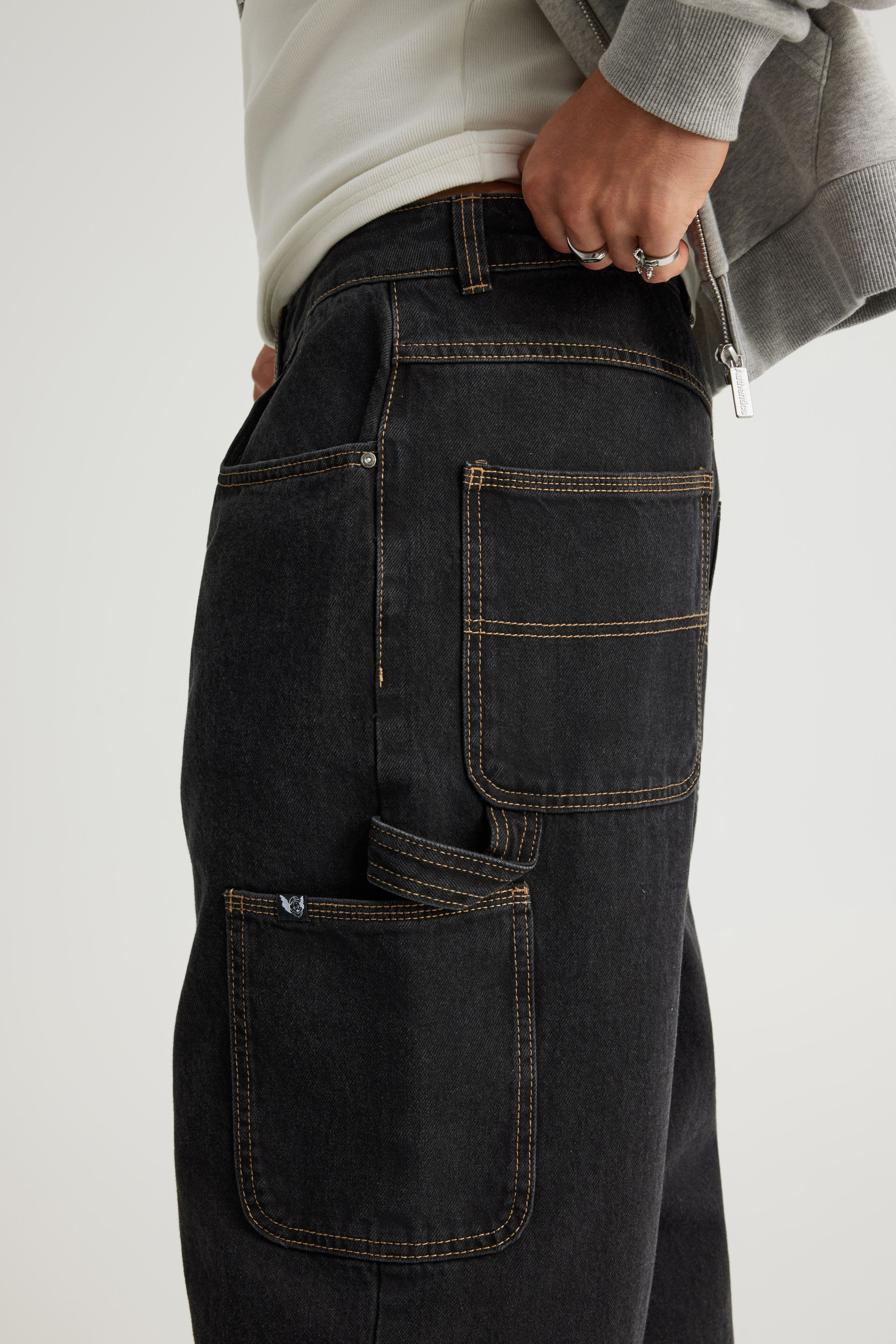 Men's Black Half Half Baggy Painter Jean | Factorie Australia