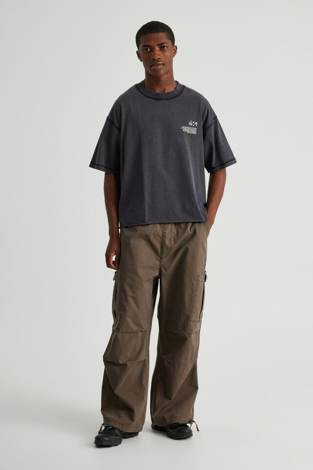 Notion Boxy Cropped Heavyweight Tshirt, NTN WASHED BLACK/ESCAPISM