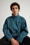 Half Half Zip Through Jacket, MARINE TEAL/SEAL PIPING - example image 1