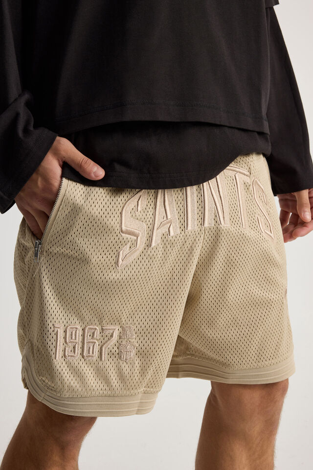 Nfl Basketball Short, LCN NFL BEIGE/SAINTS SHADOW