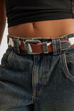 Cowhide Belt, BROWN/WHITE - alternate image 2