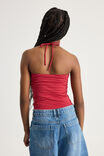 Ruched Front Bandeau Halter, RANCH RED STRIPE - alternate image 2