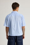 Open Gallery Boxy Cropped Short Sleeve Shirt, OG BLUE STRIPE / RAW APPLIQUE - alternate image 4