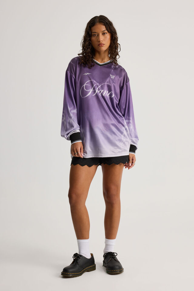 Long Sleeve Sports Jersey Top, PURPLE HAZE/HAVEN