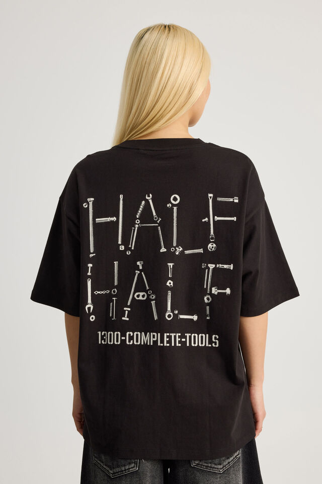 Half Half Box Fit Graphic T Shirt, HH BLACK/THAT HALF HALF BRAND