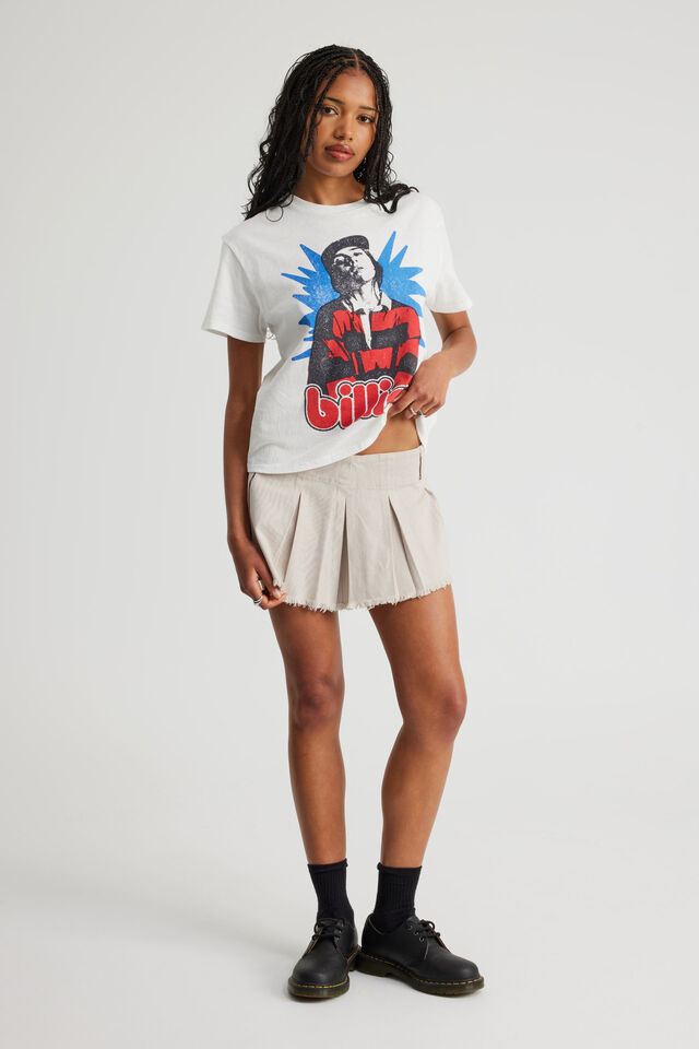 Miss 2000 S Lowrise Twill Pleated Skirt, PEBBLE