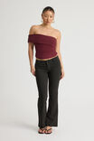 Mesh One Shoulder Top, BORDEAUX - alternate image 2